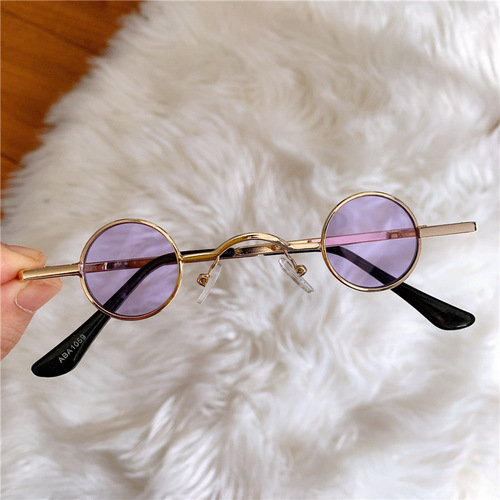 Punk round sunglasses, prince glasses, retro sunglasses for men and women, ultra-small frame, traitor, hip-hop concave shape