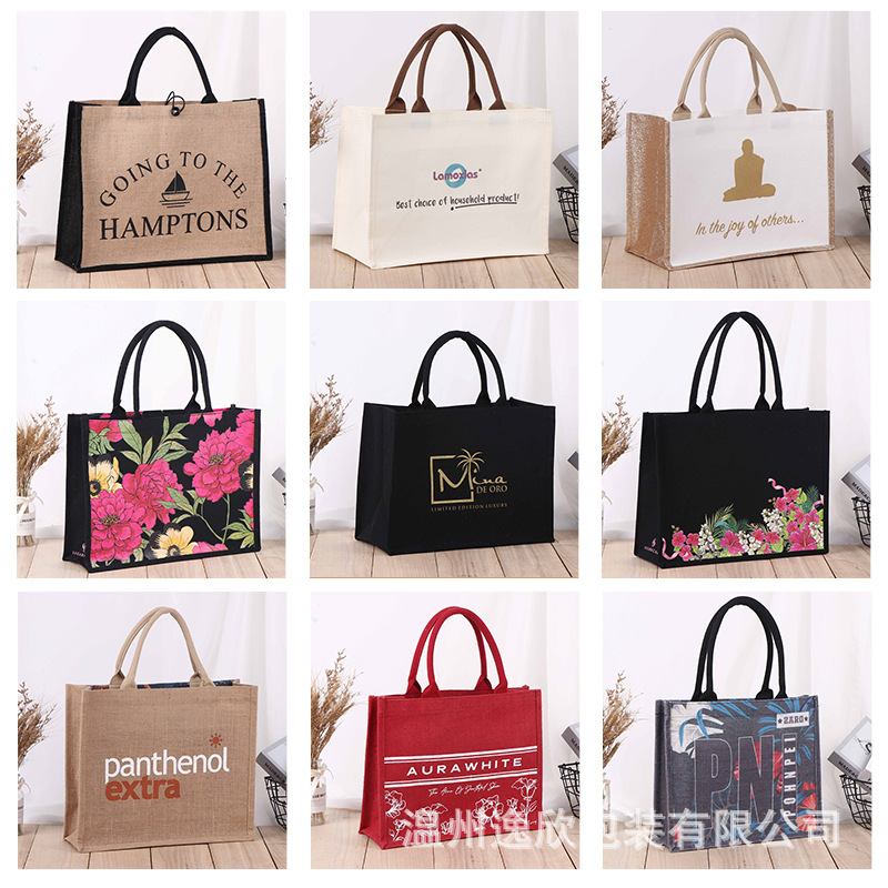 Bolsa de arpillera centro comercial el mismo párrafo bolsa de compras de lino y yute bolsa de algodón y lino retro bolsa de lino muji bolsa de arpillera personalizada