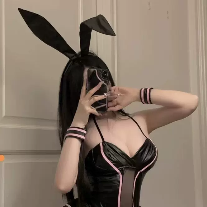 新品情趣用品配件镜面漆皮COS长耳朵发箍网红拍照角色扮演情趣面