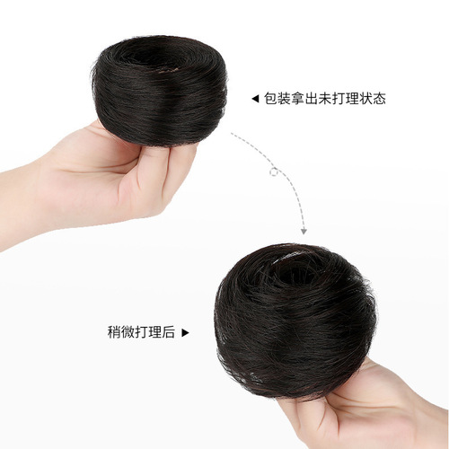 Wholesale Wig Bun Hairband Korean Style Fake Hair Bun Hair Ring Lazy Hairstyle Hanfu Ancient Style Wig Package