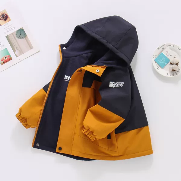 Boys' autumn and winter fleece-lined reversible jacket 2026 new model children's windbreaker spring and autumn coat for older children, reversible