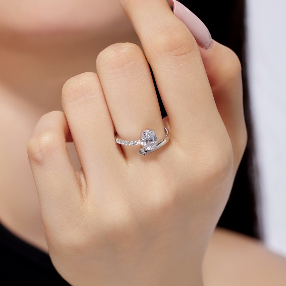 7g Weight Zircon Inlay Material Open Rings, Rings Classification 5, 9, Adjustable Ring Size 1 Piece Quantity Holiday, Daily Occasion 925 Sterling Silver Material Heart Shape Pattern Women's Gender Plating, Inlay Design Basic, Simple Style, Classic Style Style 925 Sterling Silver Zircon Heart Shape Open Rings Rings 46