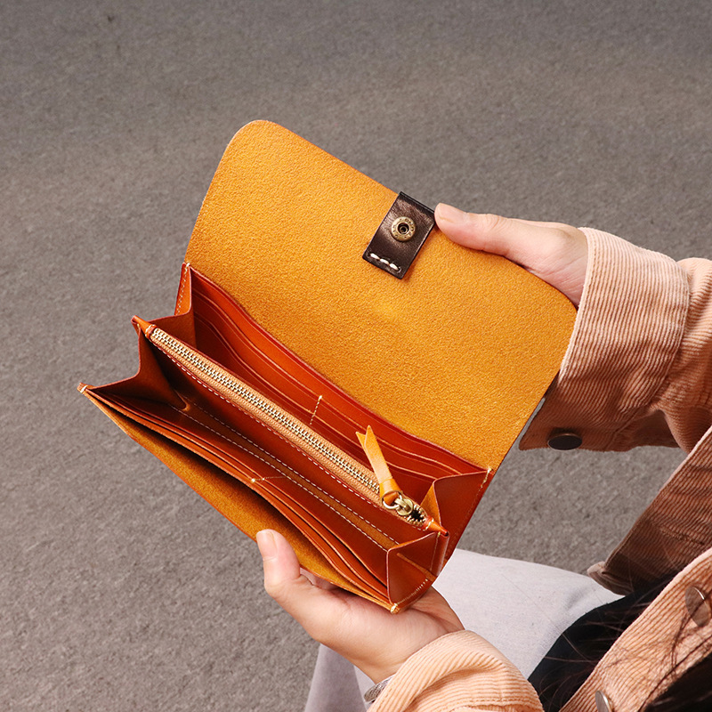 2024 New Cross-border Retro Genuine Leather Wallet Long Original Handmade Vegetable Tanned Leather Wallet Multifunctional Clutch Bag for Women 2024 New Cross-border Retro Genuine Leather Wallet Long Original Handmade Vegetable Tanned Leather Wallet Multifunctional Clutch Bag for Women