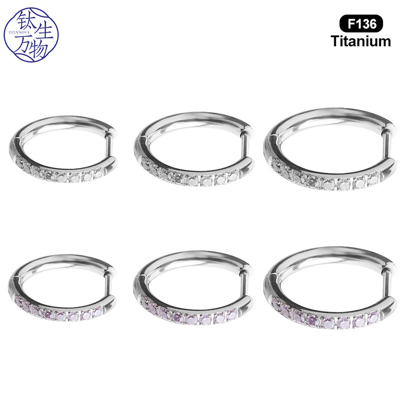 F136 Titanium Alloy Diamond Earrings Colorfulful Circle Earrings Fashionable Work Clothing Simple Trendyy Open Hoop Earrings Wholesale