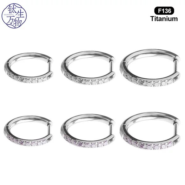 F136 Titanium Alloy Diamond Earrings Colorfulful Circle Earrings Fashionable Work Clothing Simple Trendyy Open Hoop Earrings Wholesale