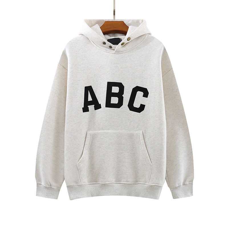 Sudadera con Capucha para Hombre ABC de Algodón Engrosado Corte Holgado image 6