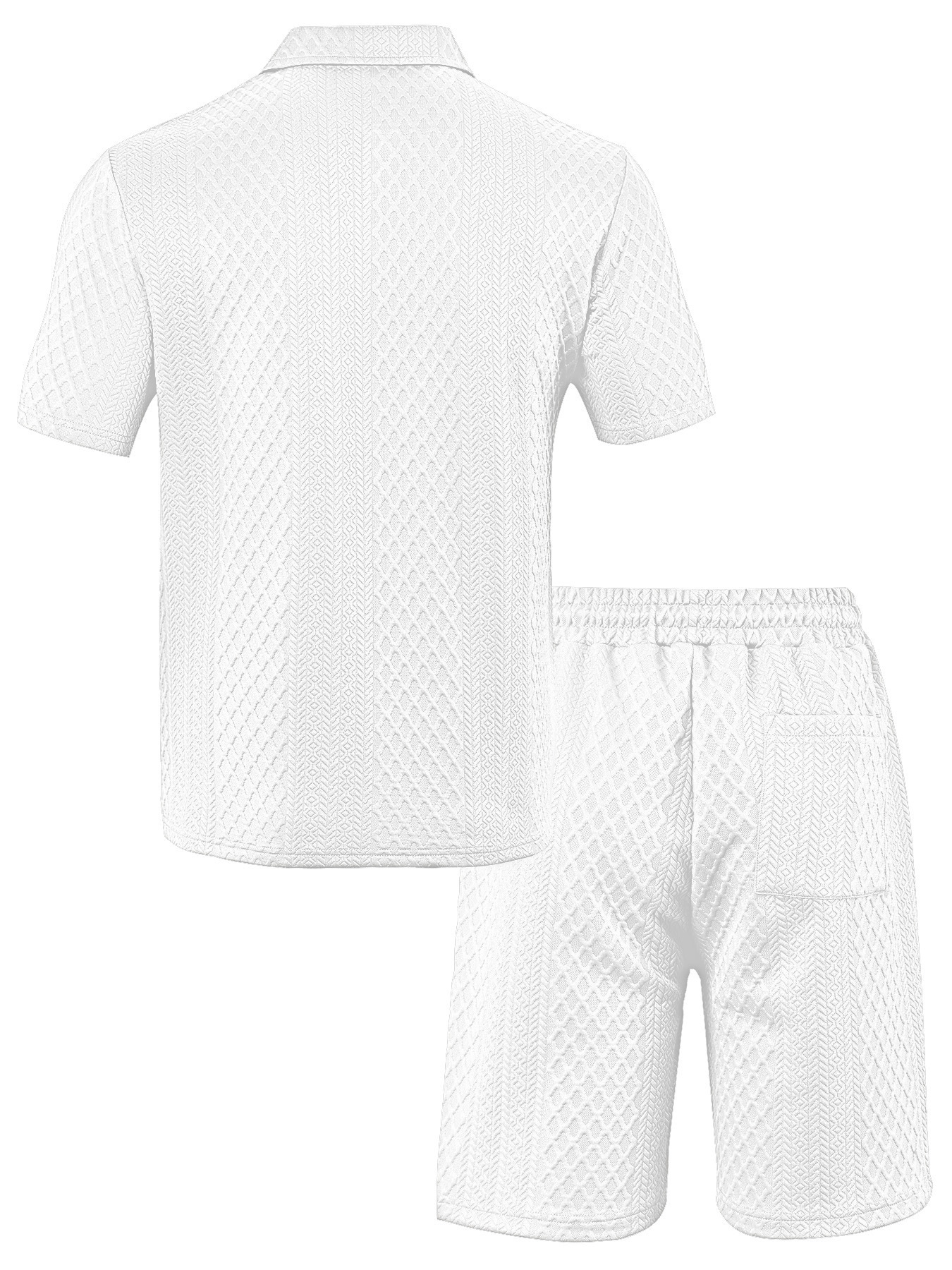 Herren Freizeit Sport Jacquard Polohemd Und Shorts Set Sommer_voghion.com