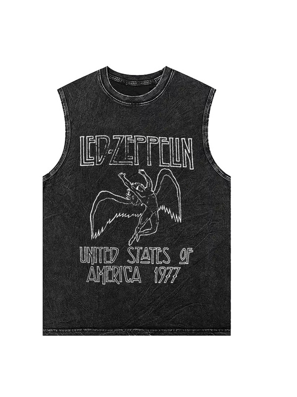 Led Zeppelin Led Zeppelin Rock American Retro Washed Waistcoat Vest Men's Sleeveless T-Shirt