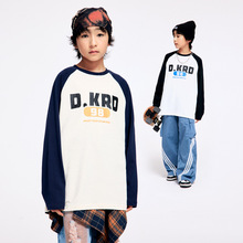 DK童装秋装复古日系撞色女男童长袖T恤纯棉大童儿童插肩袖打底衫