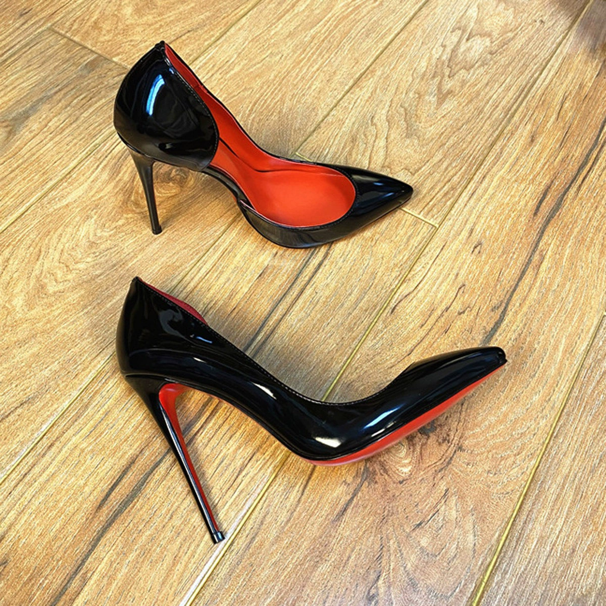 Черные сексуальные stilettos-лодочки с низким вырезом, коллекция 2023 года, яркий запоминающийся стиль