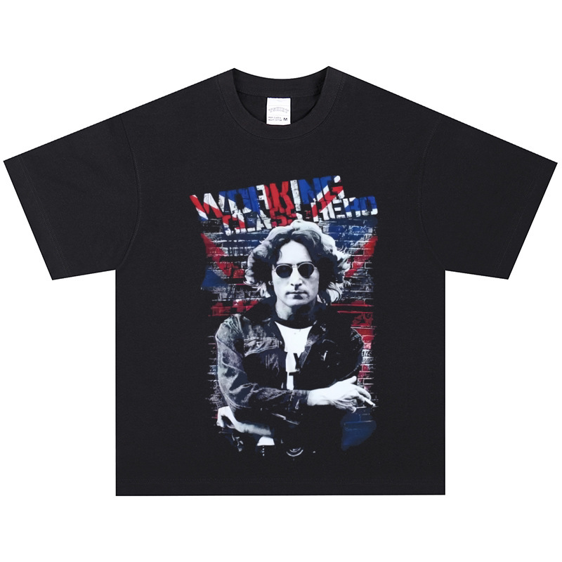 John Lennon T-shirt rock street American retro trendy short sleeve heavy vintage long sleeve John Lennon T-shirt rock street American retro trendy short sleeve heavy vintage long sleeve