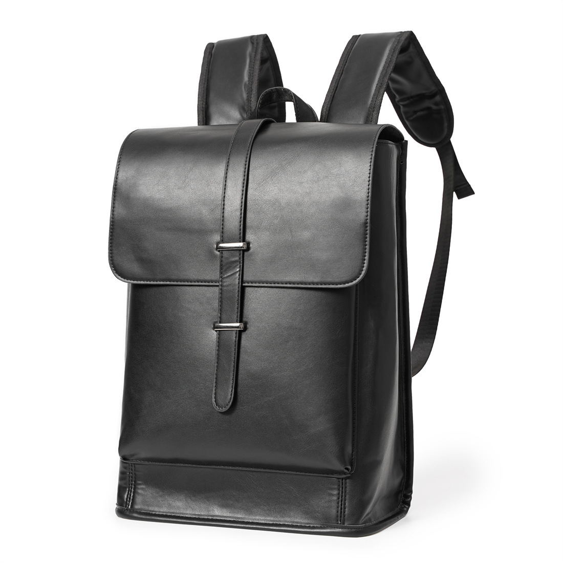Black Oil Wax Leather Backpack 6
