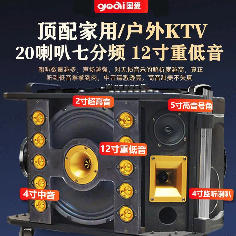 Guoai G9 屋外カラオケオーディオスクエアダンススピーカーディスプレイ付きホーム KTV セットカラオケオールインワン|undefined