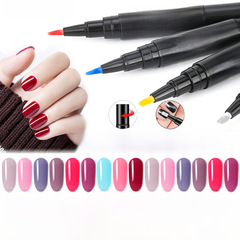 跨境新品懶人一步甲油膠美甲筆18色實色方便使用一件代發
