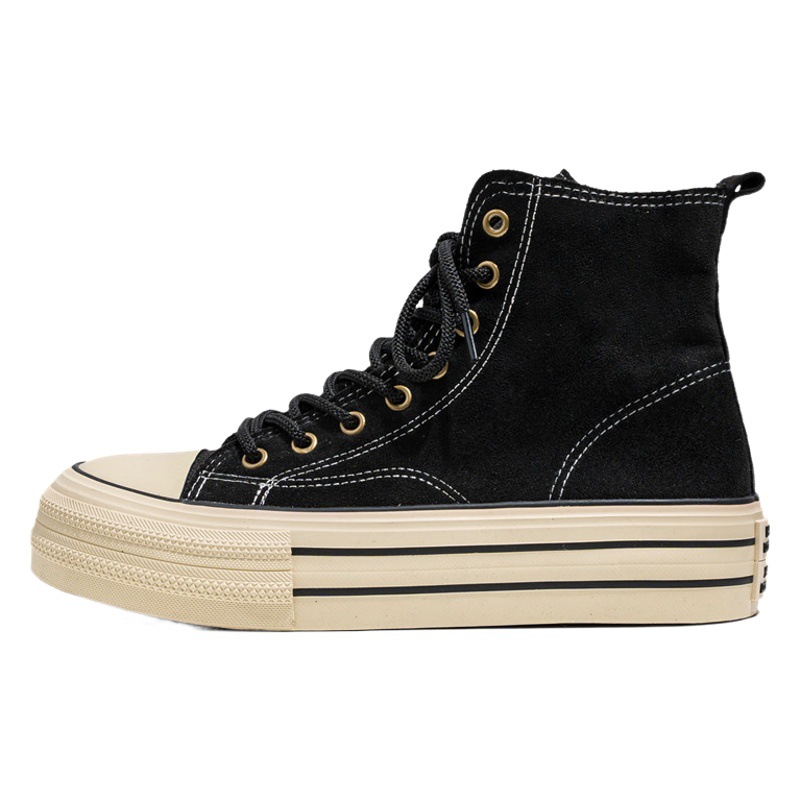 Live popular one-piece shoes two-piece high-top canvas shoes men's and women's same style couple platform sneakers basic shoes men's