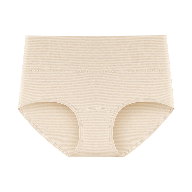 Ropa interior transpirable de cintura alta de algodón de color teñido sin impresión natural 10A entrepierna larga entrepierna antibacteriana entrepierna cadera calzoncillos de mujer