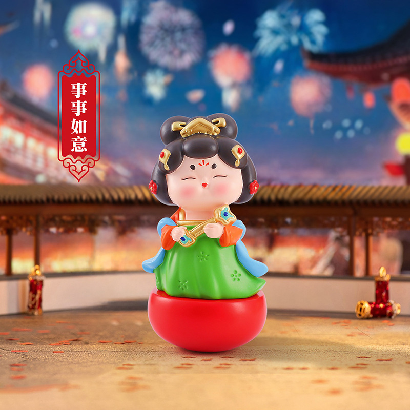 新款国风古典唐宫赋不倒翁小姐姐小号摆件创意桌面摆件送朋友礼物|undefined