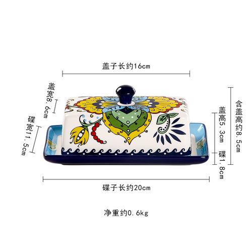 European and American creative ceramic butter box European tableware with lid butter plate snack dish butter dish cheese box storage
