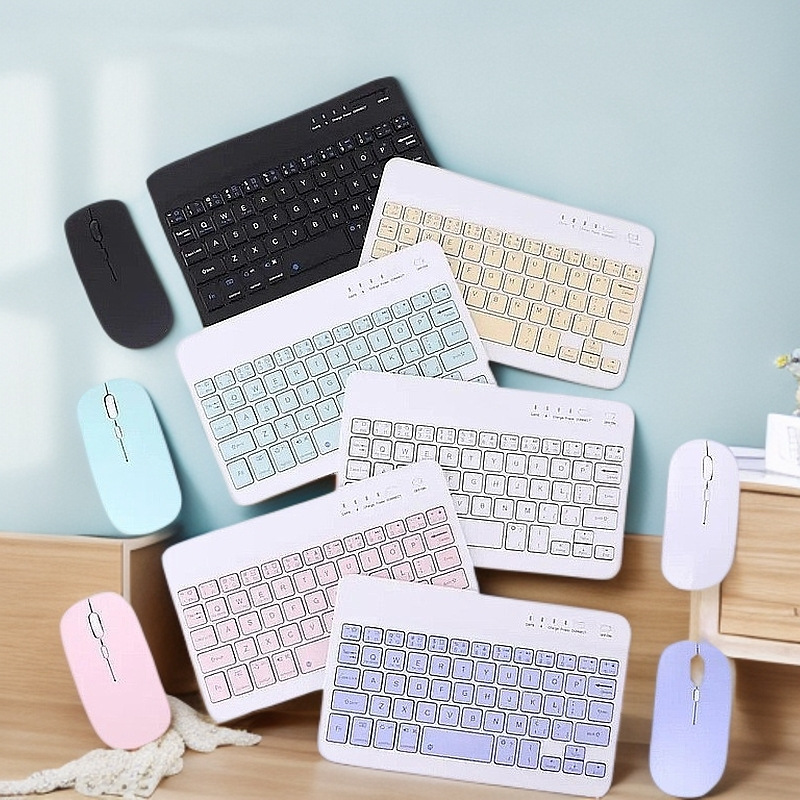 iPad Huawei Xiaomi Mobile Phone Tablet Notebook Colorful Office Keyboard Wireless Bluetooth Keyboard and Mouse Set