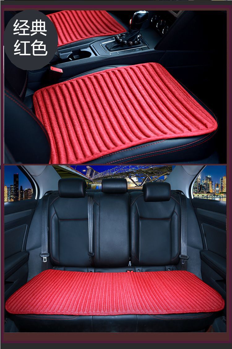 Linen Car Seat Cushion Single Piece Three-Piece Set, Universal for All Seasons, Non-Slip Rear Seat Summer Cushion, Elegant Coffee Color, Warm Beige