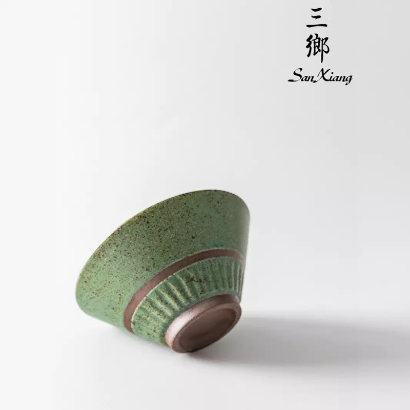 Creative Stoneware Vintage Handmade Ceramic Japanese Rice Bowl Home Nostalgic Bowl Simple Kiln Glaze Tableware Bucket Bowl