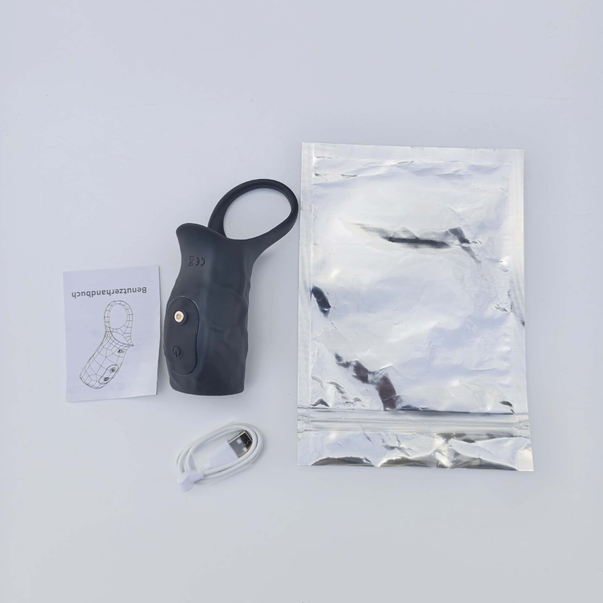 10-Frequency Vibrating Lock-On Condom Sleeve, Button-Controlled Prostate Massage Ring, Black — detail image 3