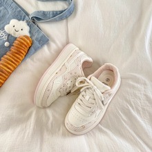 韩版废土风小众设计甜美小白鞋女2025秋季新款百搭轻便德训板鞋