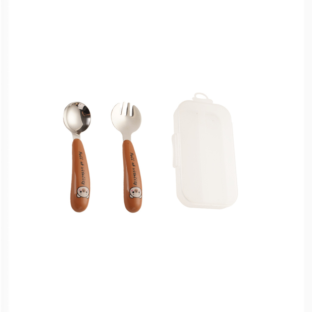 브라운 베어 라운드 스푼과 포크 + 박스