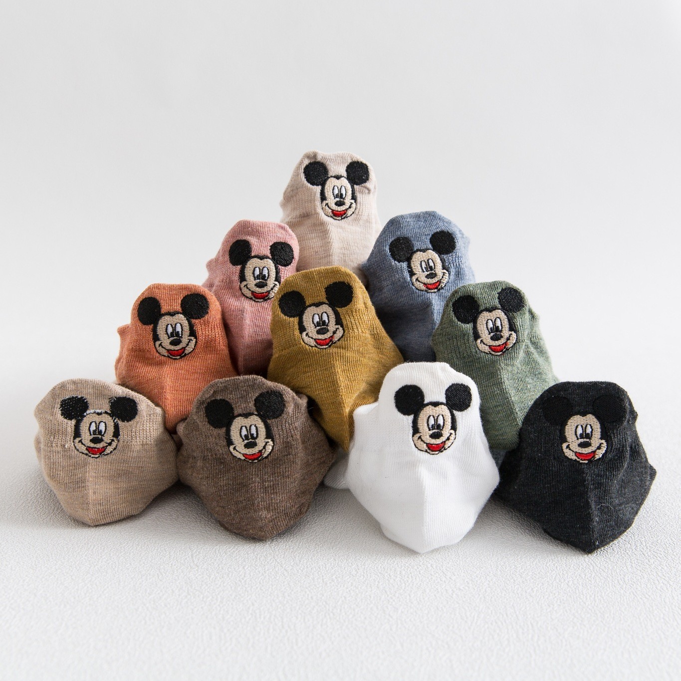 Calcetines bajos para mujer estilo japonés con bordado de Mickey Mouse diseño liso primavera verano en stock