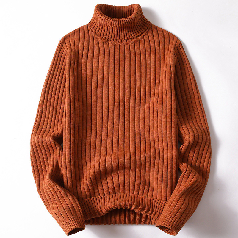 Solid Color Twisted Turtleneck Sweater for Men, Thickened Autumn and Winter Versatile Men's Knitwear Base Shirt, Trendy Men's Knit Sweater