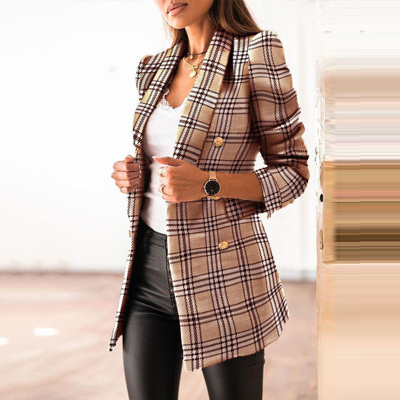 Giacca corta da completo da donna a maniche lunghe, vestibilità slim, con revers, ideale per primavera ed estate._voghion.com