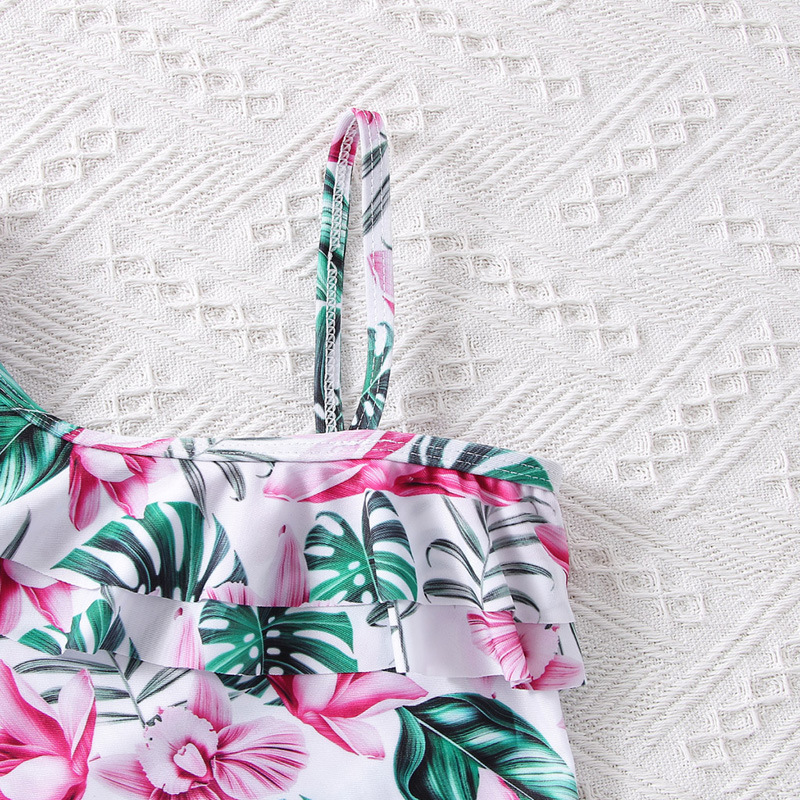 Girlu0027S Tropical Leaf Polyester One Pieces