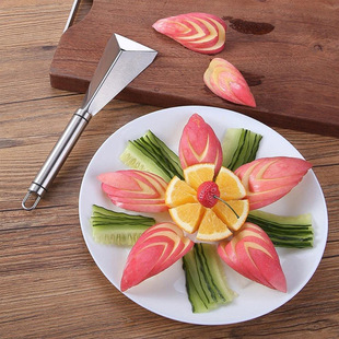Amazon Stainless Steel Triangle Fruit Push Knife Apple Carving Knife Chef Fruit Platter Artifact Food Carving