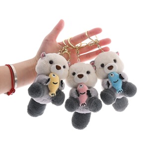 Creative cartoon fish otter key chain doll couple cute bag small pendant doll small gift wholesale