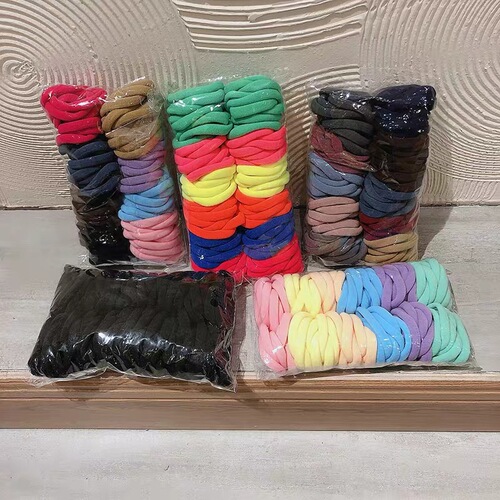 100 pieces high elastic seamless towel ring colorful hair ties candy color rubber band leather set hair rope wholesale
