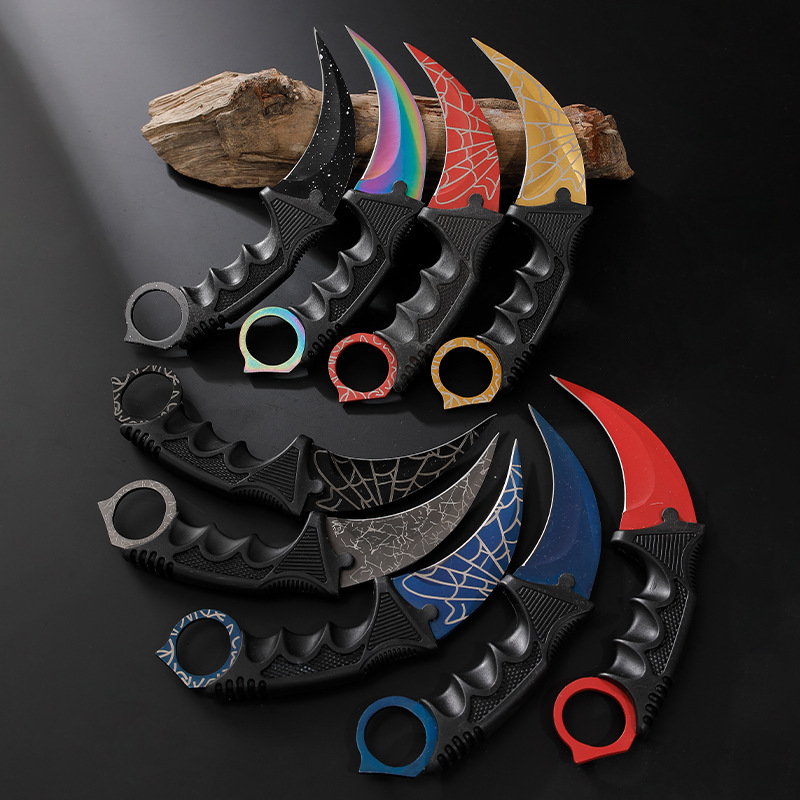 工厂批发厚款纯色爪子刀CSGO游戏弯刀高硬度手部运动开刃甩手刀