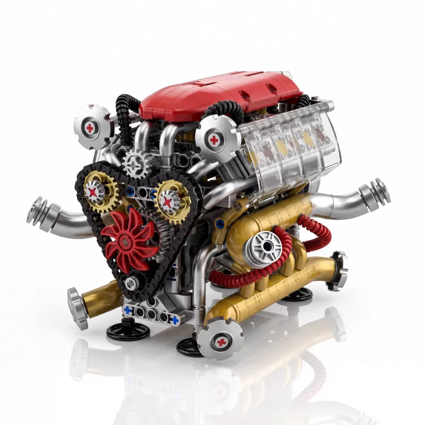 Compatible con el motor Le Ferrari V8 motor de alta mecánica motor eléctrico grupo de potencia modelo de juguete bloques de construcción