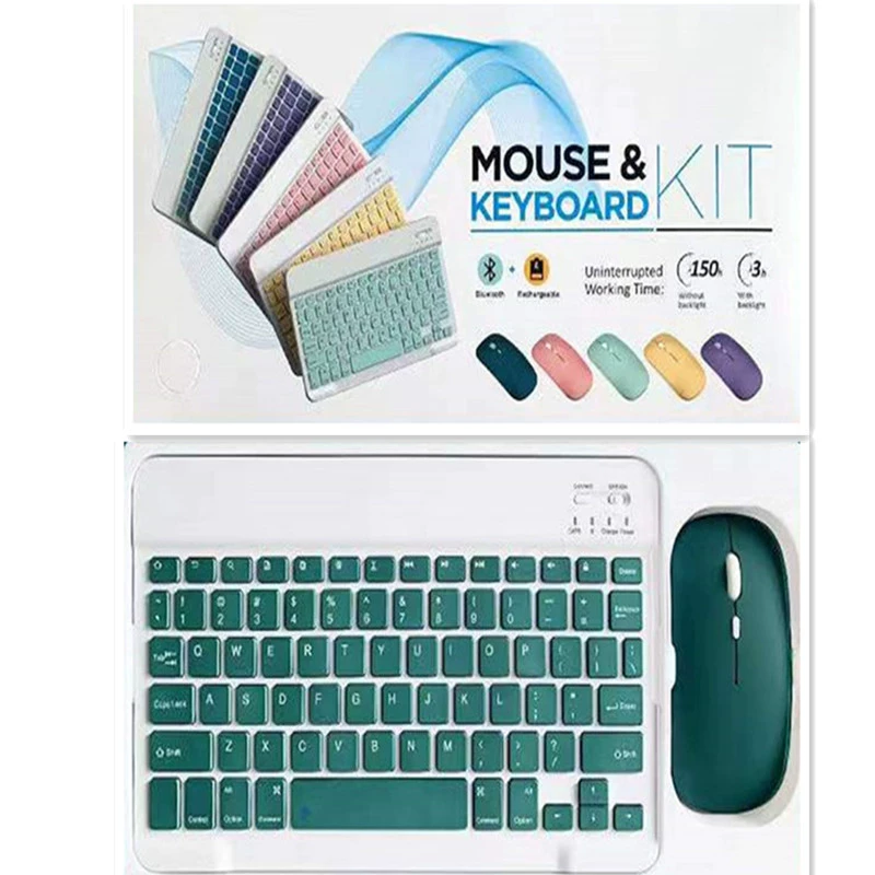 Bluetooth keyboard & mouse kit, tablet case 10/7 inch, rechargeable or battery mouse, multi-color