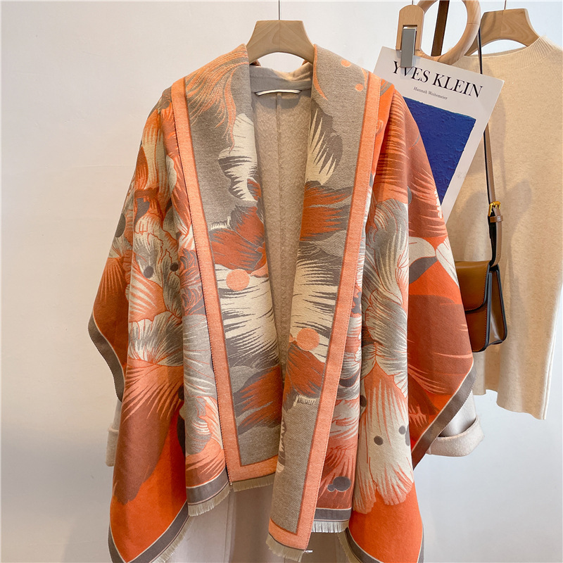 2022 nuevo todo-fósforo pez grande begonia bufanda de cachemira de doble cara invierno largo grueso a prueba de viento bufanda