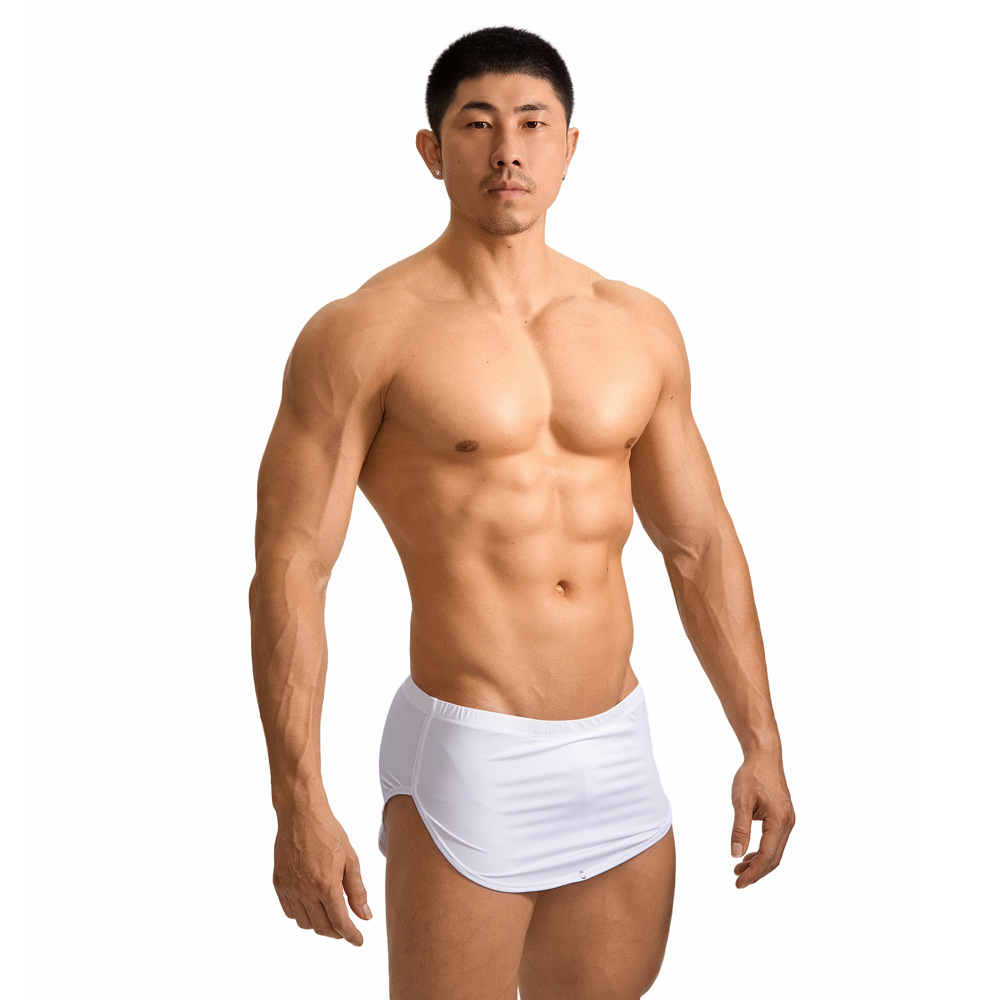 2025 Trending Men's Detachable Boxer Shorts Ice Silk Low-Rise V-Shaped Home Shorts Tiktok Exclusive