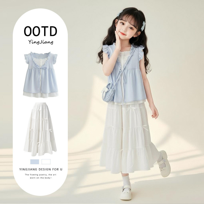 Stylish and beautiful princess dresses in Korean style for girls' summer, new 2026 styles, pretty little girl dresses