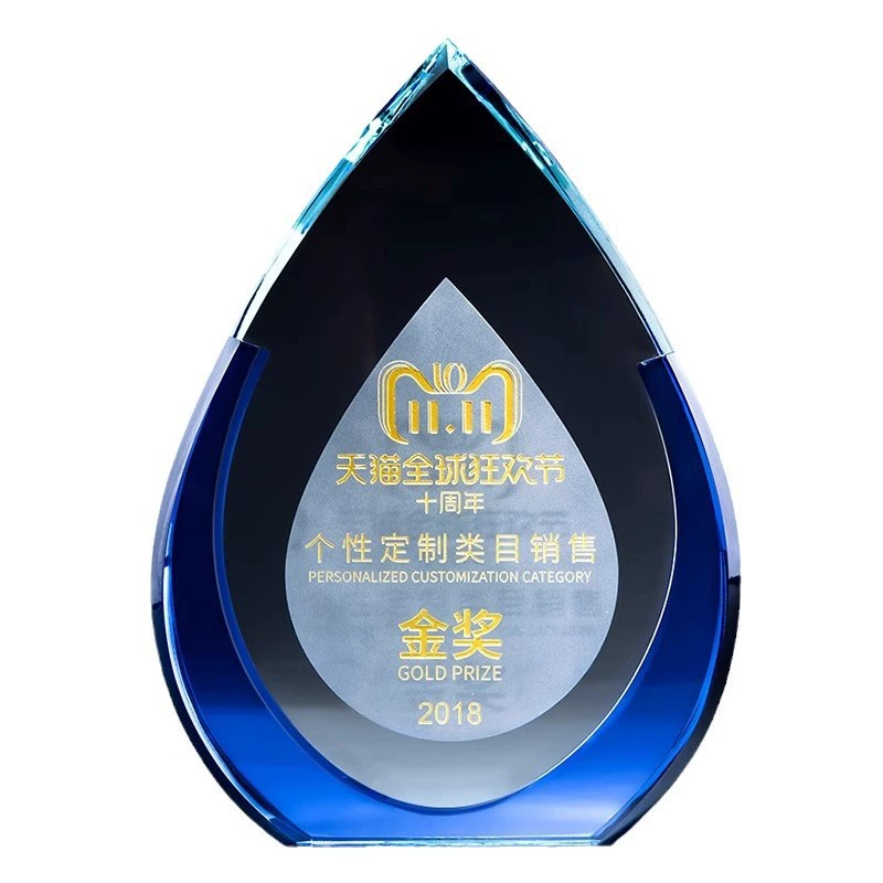 Water Drops Piece Creative Blue Crystal Bottom Trophy Customization Create Correctional Technology Awards Cup souvenirs