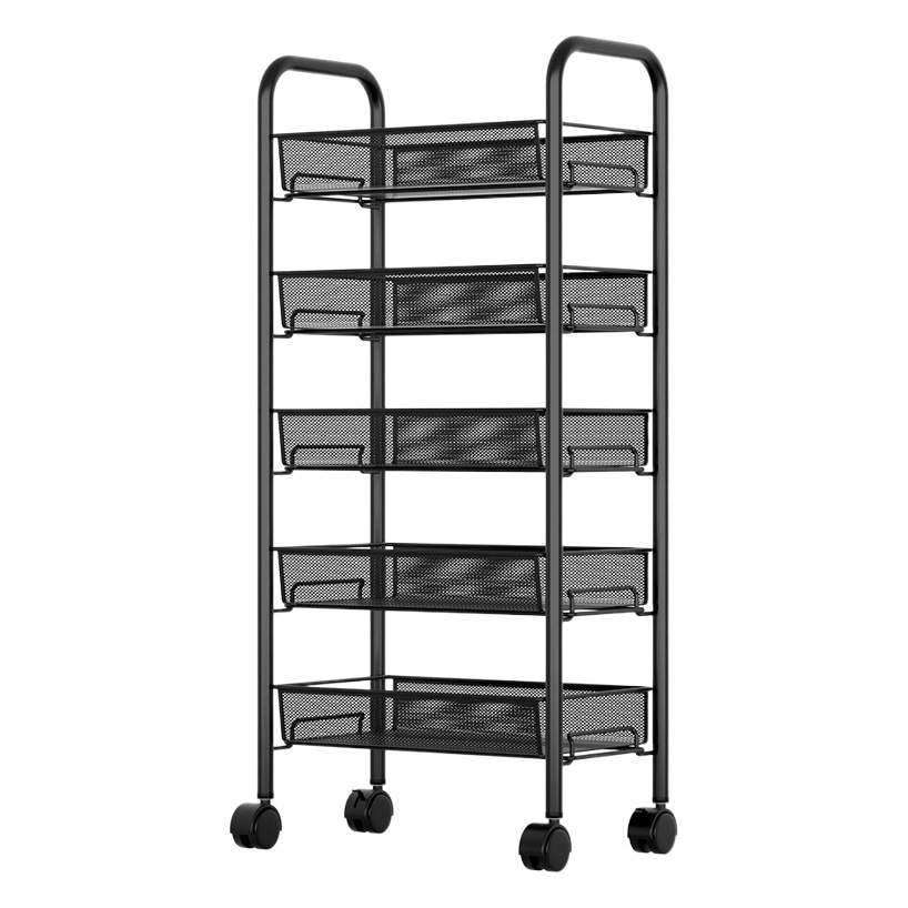 Estante de cocina Carrito móvil multicapa Estante de almacenamiento y almacenamiento de baño Cesta de verduras multifuncional de piso a techo