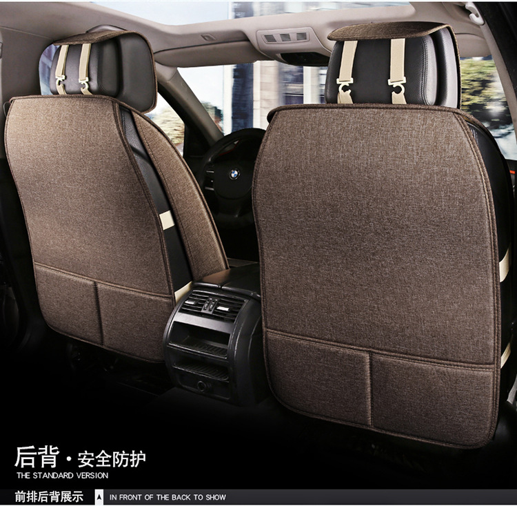 Five-Seater Car Seat Covers, Universal for All Seasons, Linen Seat Covers, Fabric Car Cushions, Fully Enclosed Car Seat Pads