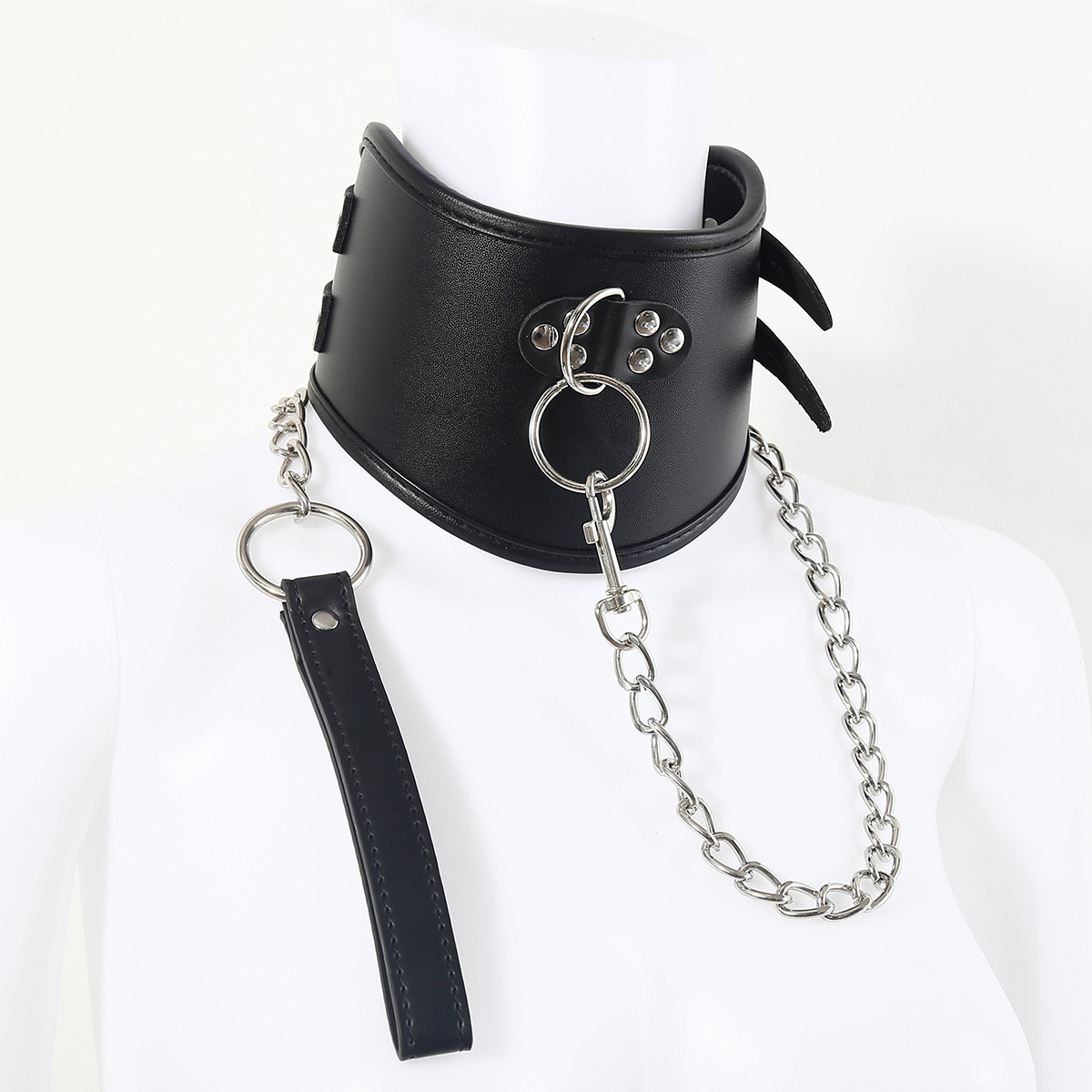 Juguetes sexuales interesantes SM artículos para adultos cuero negro doble cierre esponja collar collar para mascotas