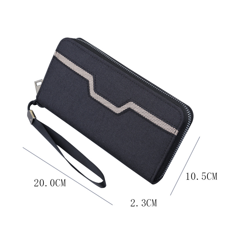 Bolso de lona billetera para hombre embrague con cremallera larga para hombre bolso para teléfono móvil para hombre billetera de gran capacidad para hombre pulsera