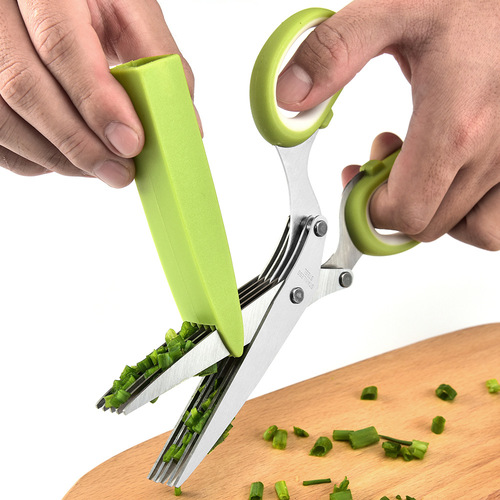Multi-layer cutting green onion vegetable scissors five-layer office paper shredding scissors stainless steel material long-term stable supply
