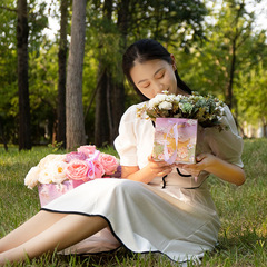 鮮花袋禮品袋花束包裝袋教師禮物袋方體袋大號gift手拎袋手提紙袋