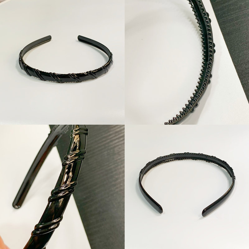 Alrededor de 1,2 cm de ancho diadema brillante Negro simple todo partido diadema dentada antideslizante lavado de cara horquilla sólida diadema accesorios para el cabello