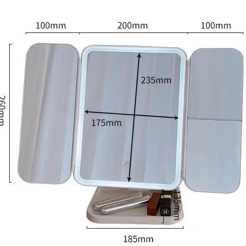 Espejo de maquillaje Escritorio de escritorio en casa luz LED con luz de relleno inteligente vestidor belleza Shell espejo de Carga giratoria